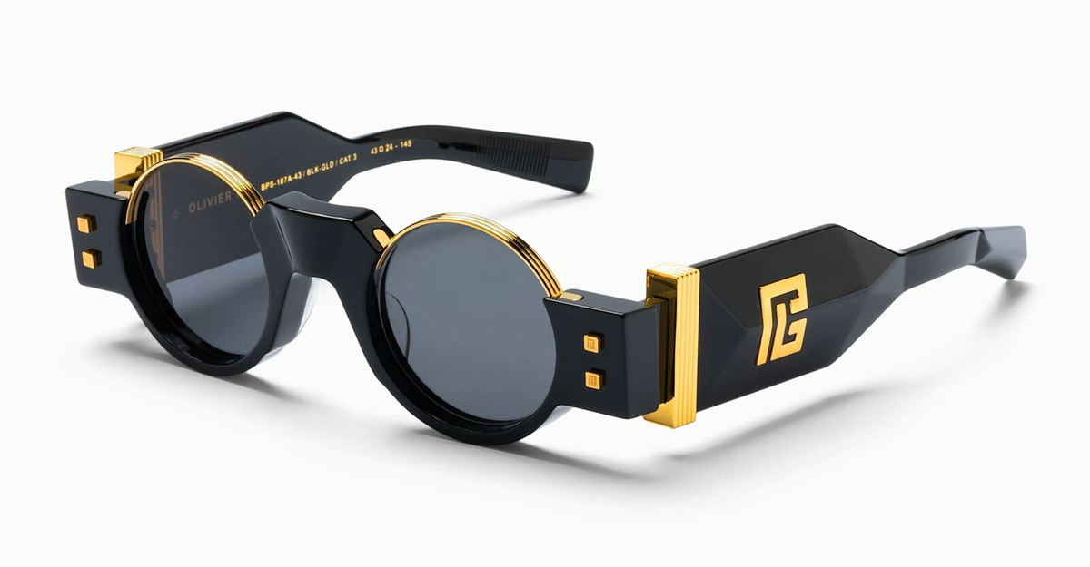 Balmain Black and Gold Sunglasses Balmain B-Grand BPS-144A Sunglasses Black/Gold/Grey Gradient  main image 2