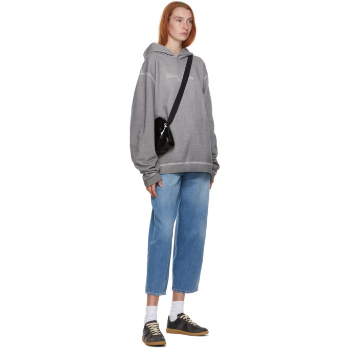 Maison Margiela Grey Embroidered Logo Hoodie Maison Margiela