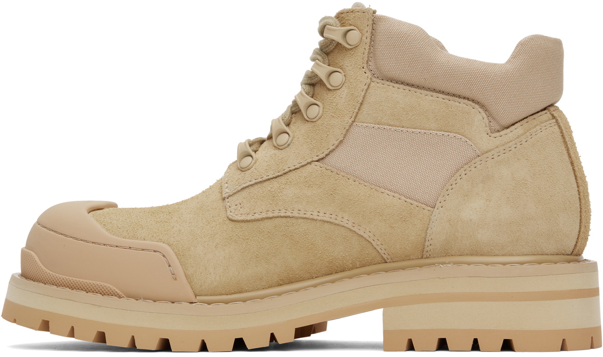 Marni Beige Suede Patchy Combat Boots