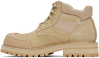 Marni Beige Suede Patchy Combat Boots