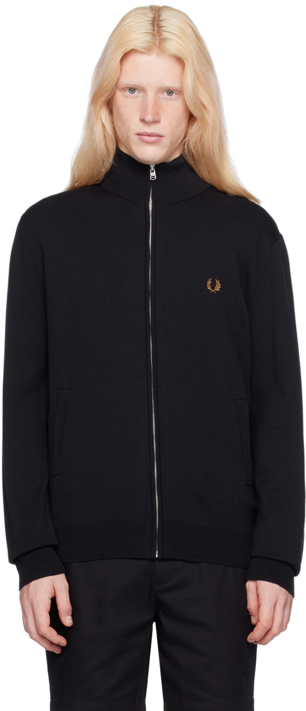 Fred Perry Black Classic Zip Through Cardigan Fred Perry