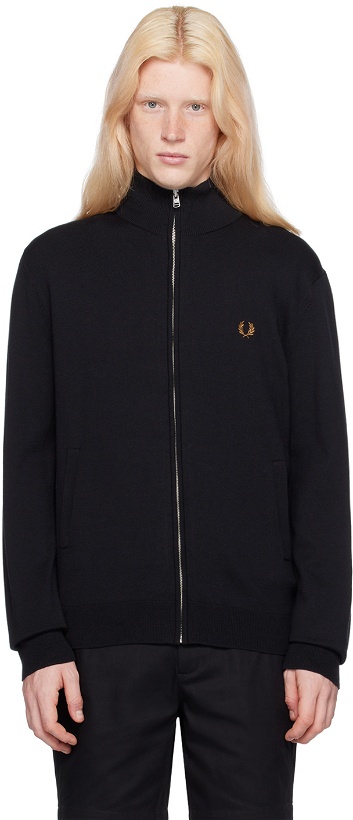 Photo: Fred Perry Black Classic Zip Through Cardigan