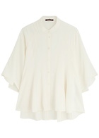 High Tulip Panelled Satin Blouse White