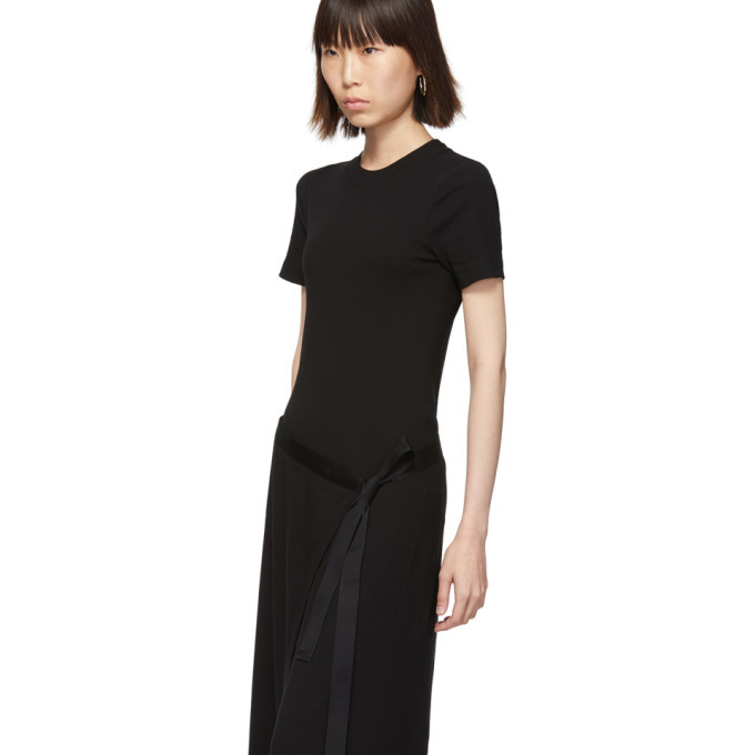 Rosetta Getty Black Short Sleeve Apron Wrap Dress Rosetta Getty