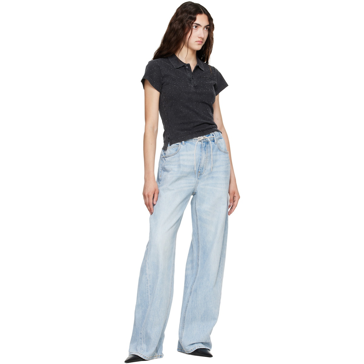 Alexander Wang Blue Balloon Jogger Rhinestone Drawcord Jeans