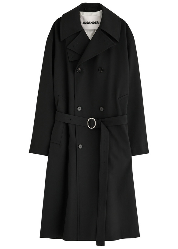 Photo: Jil Sander Double-breasted Belted Wool Coat Black