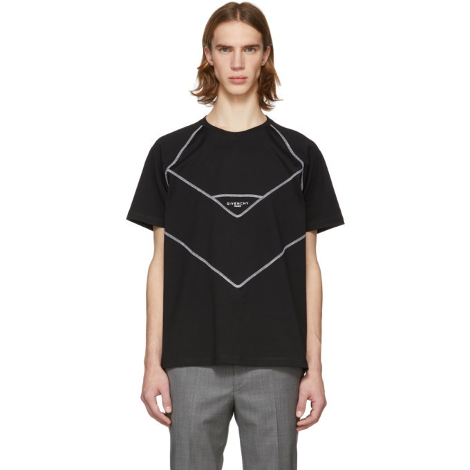 Photo: Givenchy Black Contrast Stitching Logo T-Shirt