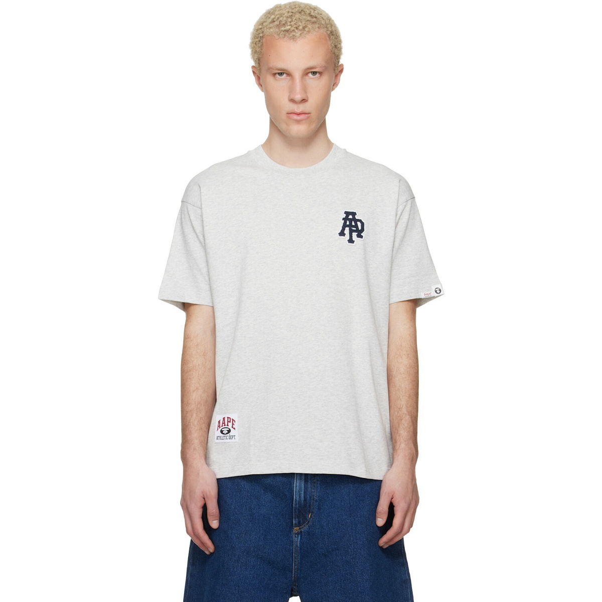 AAPE by A Bathing Ape Gray Logo Patch T-shirt