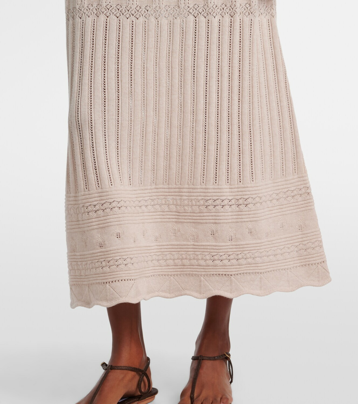 Eres Rythmee pointelle wool and cashmere midi skirt