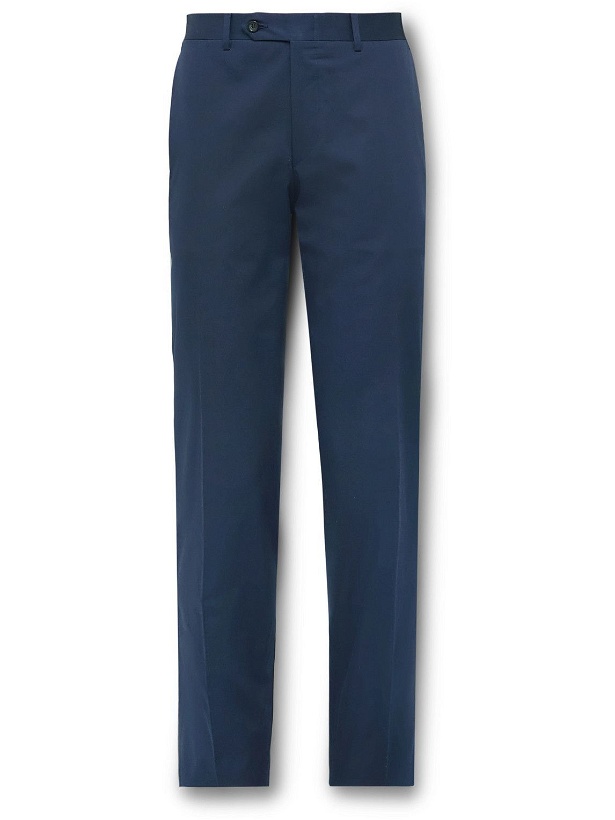 Photo: Canali - Kei Slim-Fit Tapered Stretch-Cotton Twill Suit Trousers - Blue