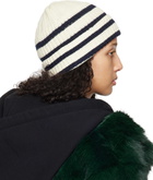 Marni Off-White & Navy Ribbed Wool Beanie