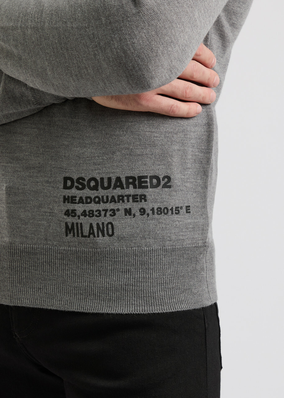 DSQUARED2 Logo-appliqué Wool Jumper Grey
