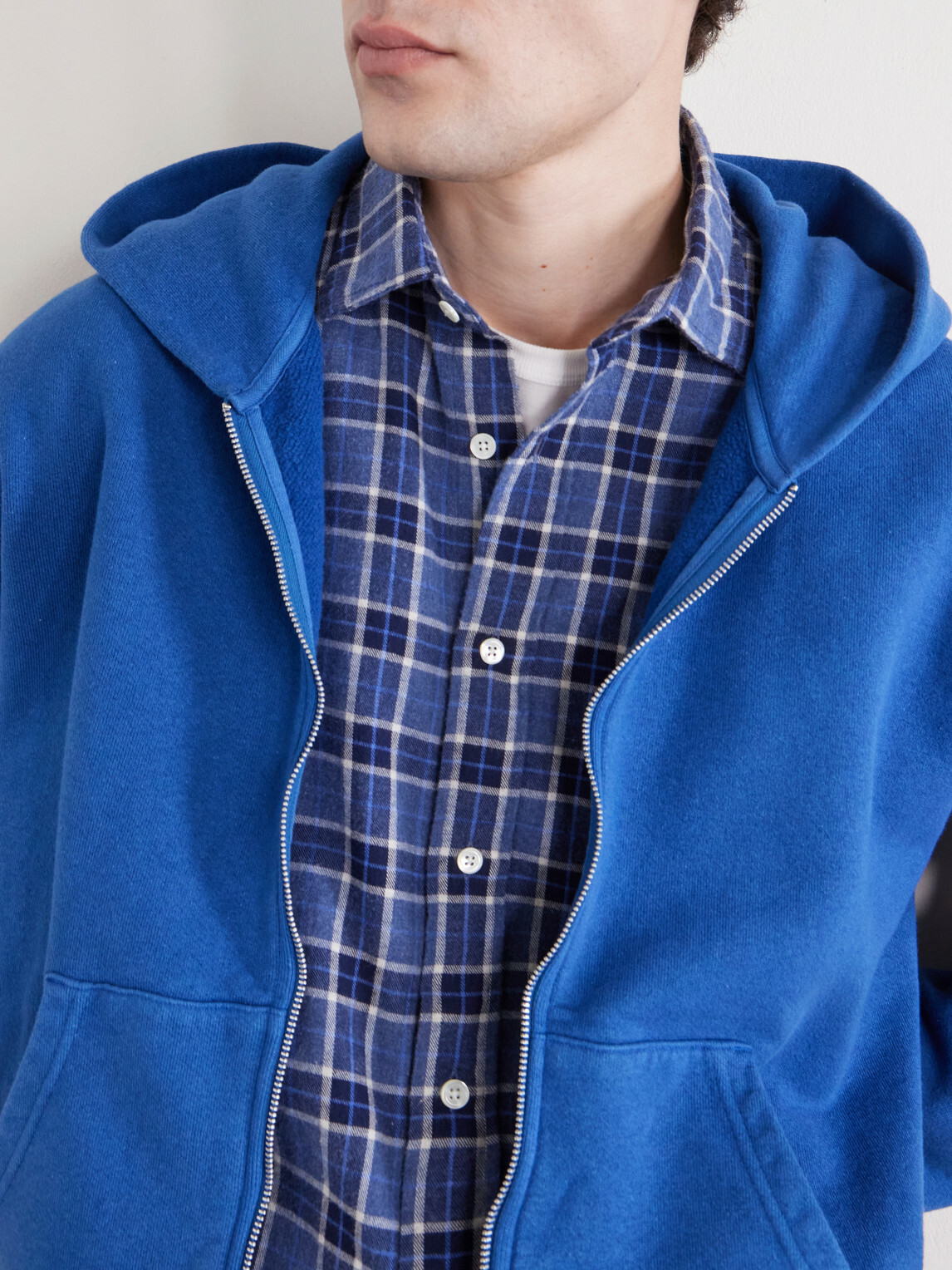 Visvim - Jumbo Cotton-Jersey Zip-Up Hoodie - Blue