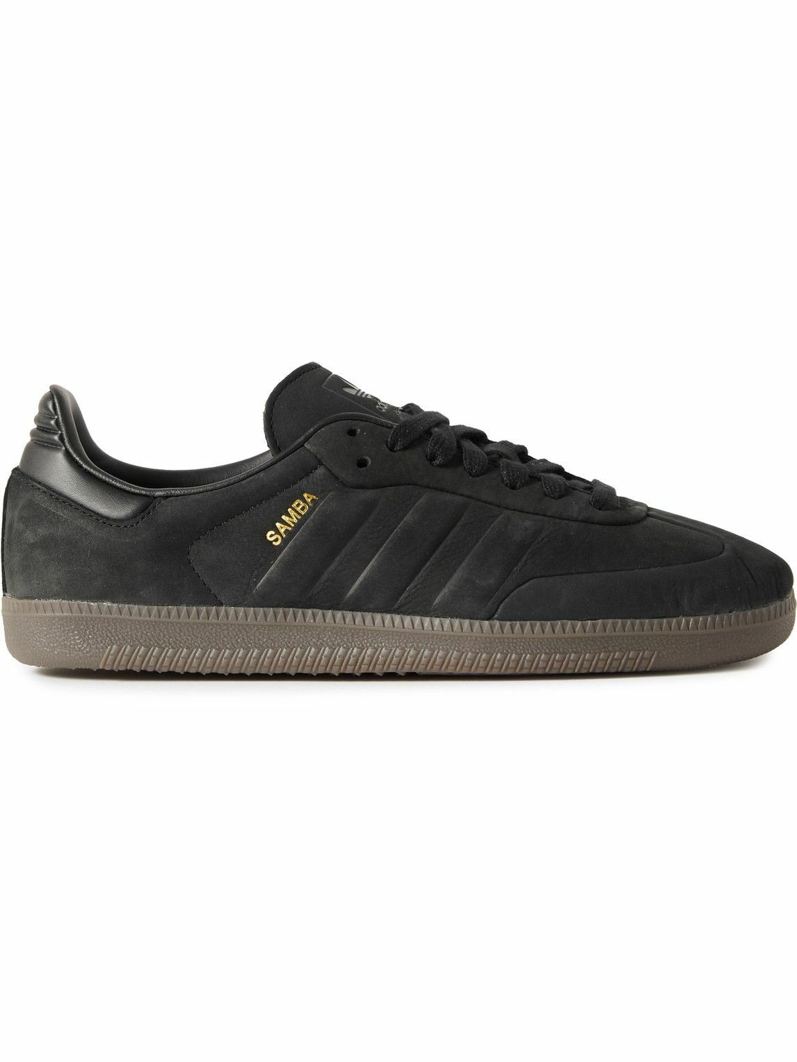 Photo: adidas Originals - Samba OG Leather-Trimmed Embossed Nubuck Sneakers - Black