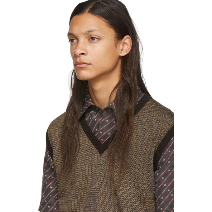 Fendi Brown Striped Virgin Wool Beanie