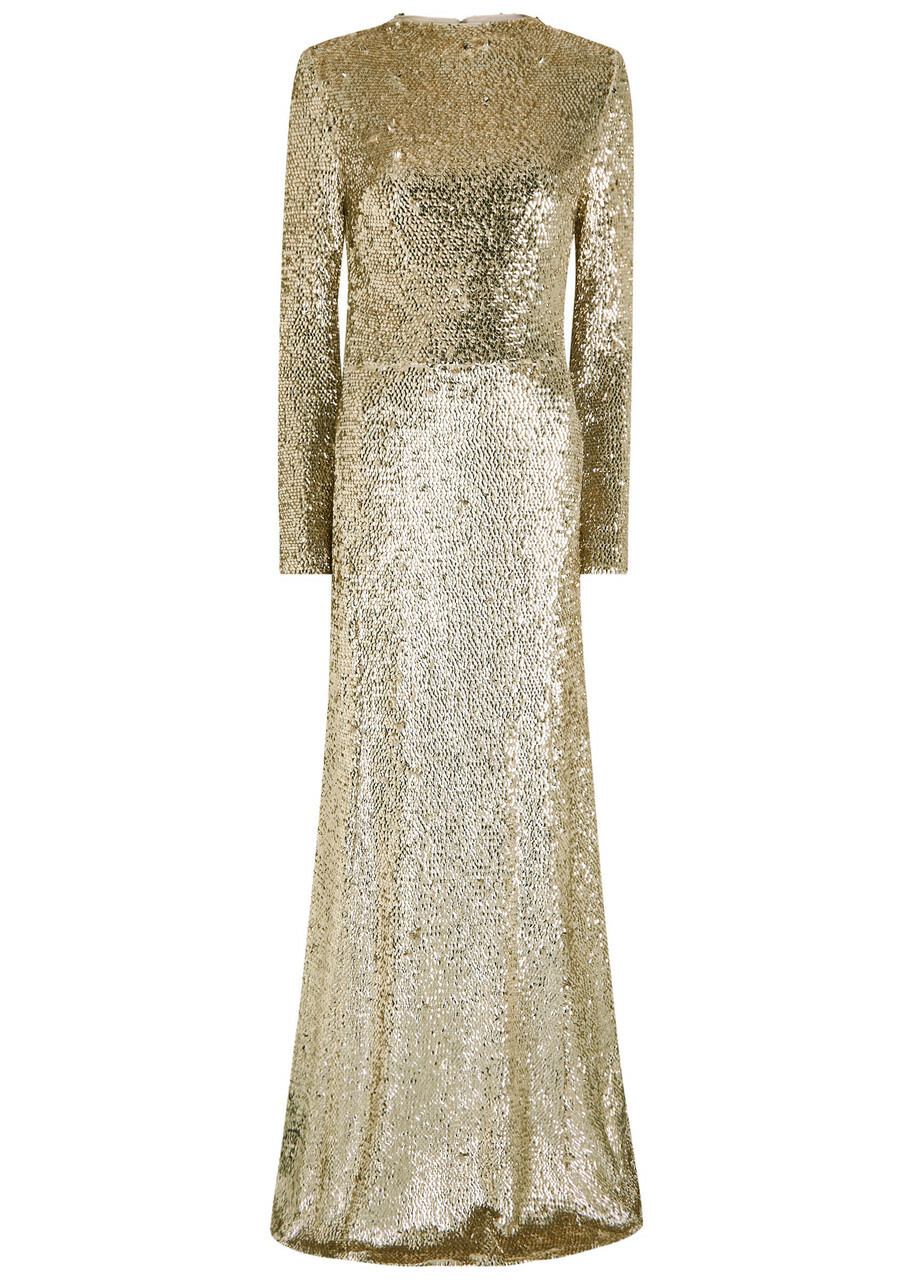 Simkhai Beatrice Sequin-embellished Gown Gold