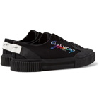 Givenchy - Embroidered Logo-Print Rubber and Suede-Trimmed Canvas Sneakers - Black