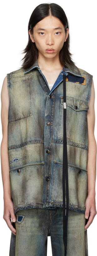 Photo: Ann Demeulemeester Blue Maks Sleeveless Denim Field Jacket
