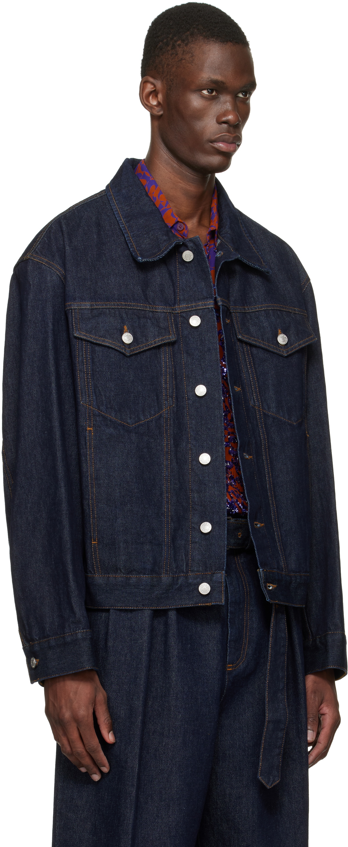 Dries Van Noten Navy Flap Pocket Denim Jacket
