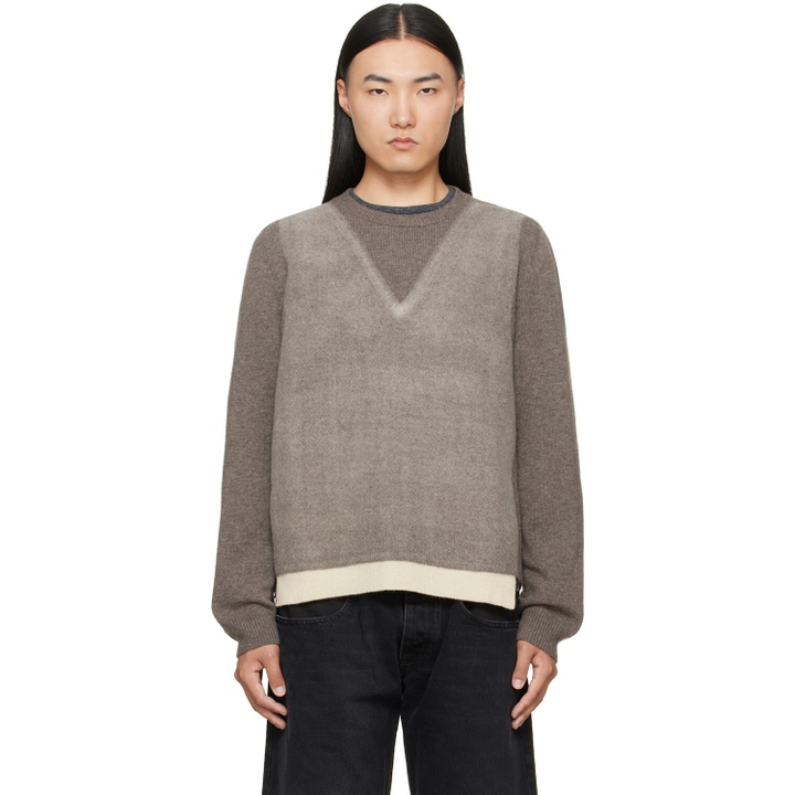 Photo: Maison Margiela Gray Fused Knit Wool Crewneck Sweater