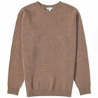 Sunspel Men's Lambswool Crew Knit in Cedar