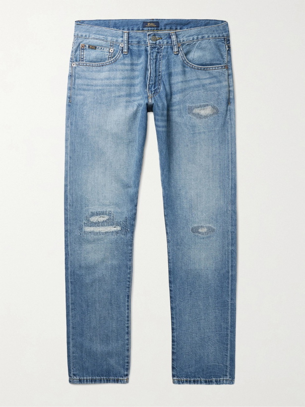 Photo: POLO RALPH LAUREN - Sullivan Slim-Fit Distressed Denim Jeans - Blue