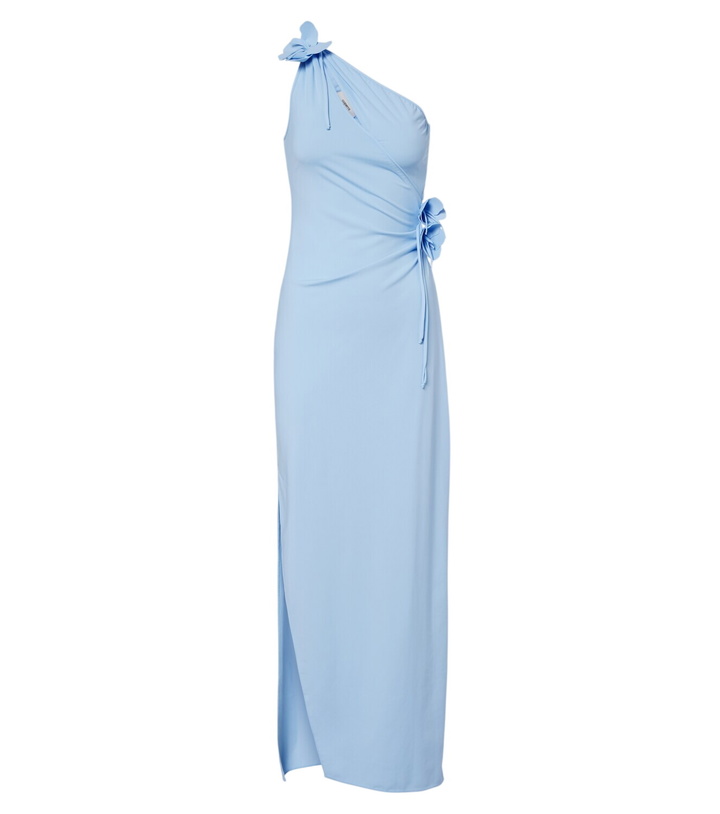Photo: Coperni Floral-appliqué asymmetric jersey gown