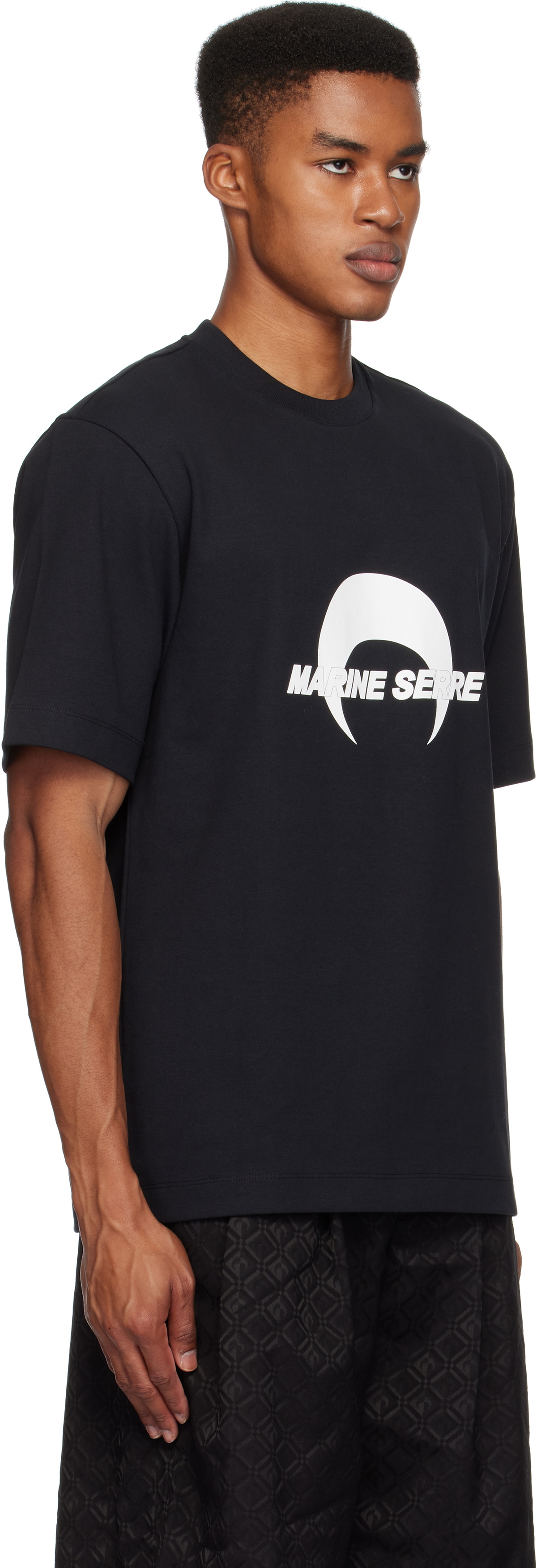 Marine Serre Black Cotton Jersey Loose Fit T-shirt Marine Serre