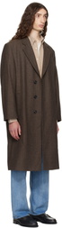 Hugo Brown Regular-Fit Concealed Closure Coat
