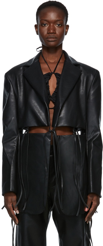 Photo: Yuzefi Black Faux-Leather Split Blazer