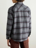 MILES LEON - Field Checked Brushed Herringbone Cotton-Flannel Shirt - Gray