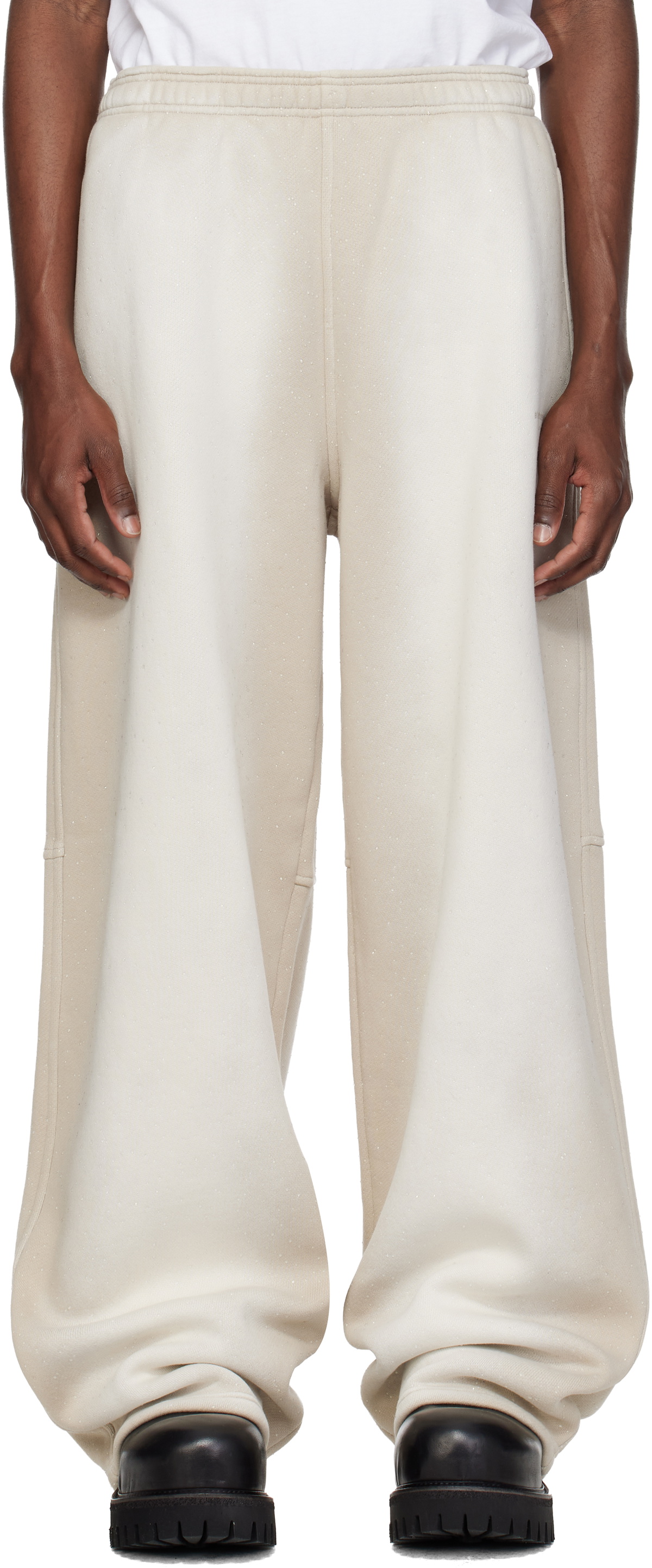 Alexander Wang Beige Allover Hotfix Mid-Rise Sweatpants