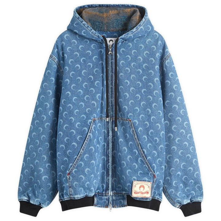 Photo: Marine Serre Women's Moon Laser Denim Padded Jacket in Blue