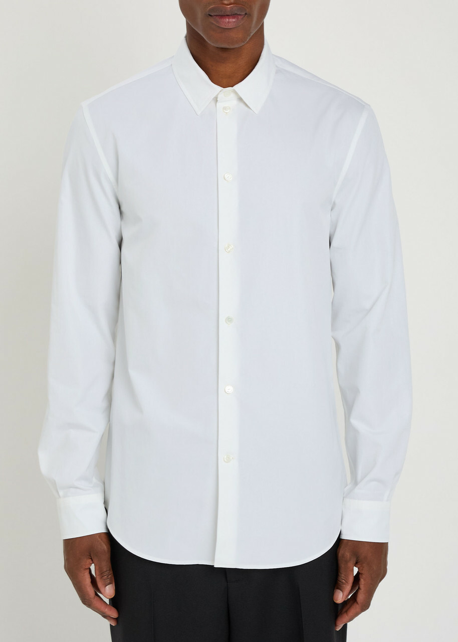 Calvin Klein Logo-embroidered Cotton-poplin Shirt White