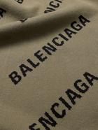 BALENCIAGA - Oversized Logo-Intarsia Cotton-Blend Sweater - Brown