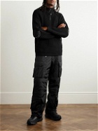 Moncler Genius - Pharrell Williams Shell-Trimmed Ribbed Wool Half-Zip Sweater - Black