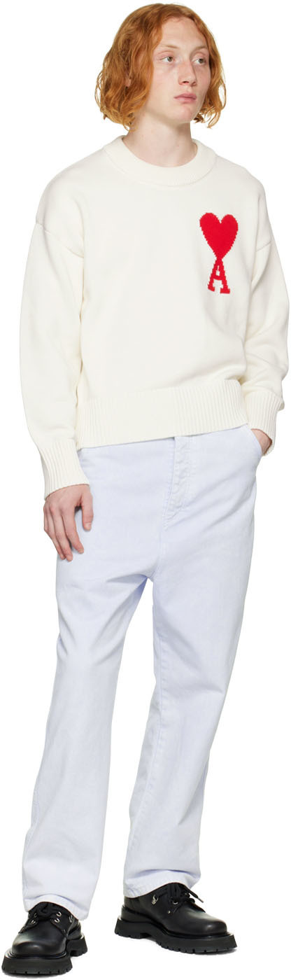 AMI Paris White Ami de Cœur Sweater