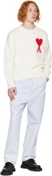 AMI Paris White Ami de Cœur Sweater