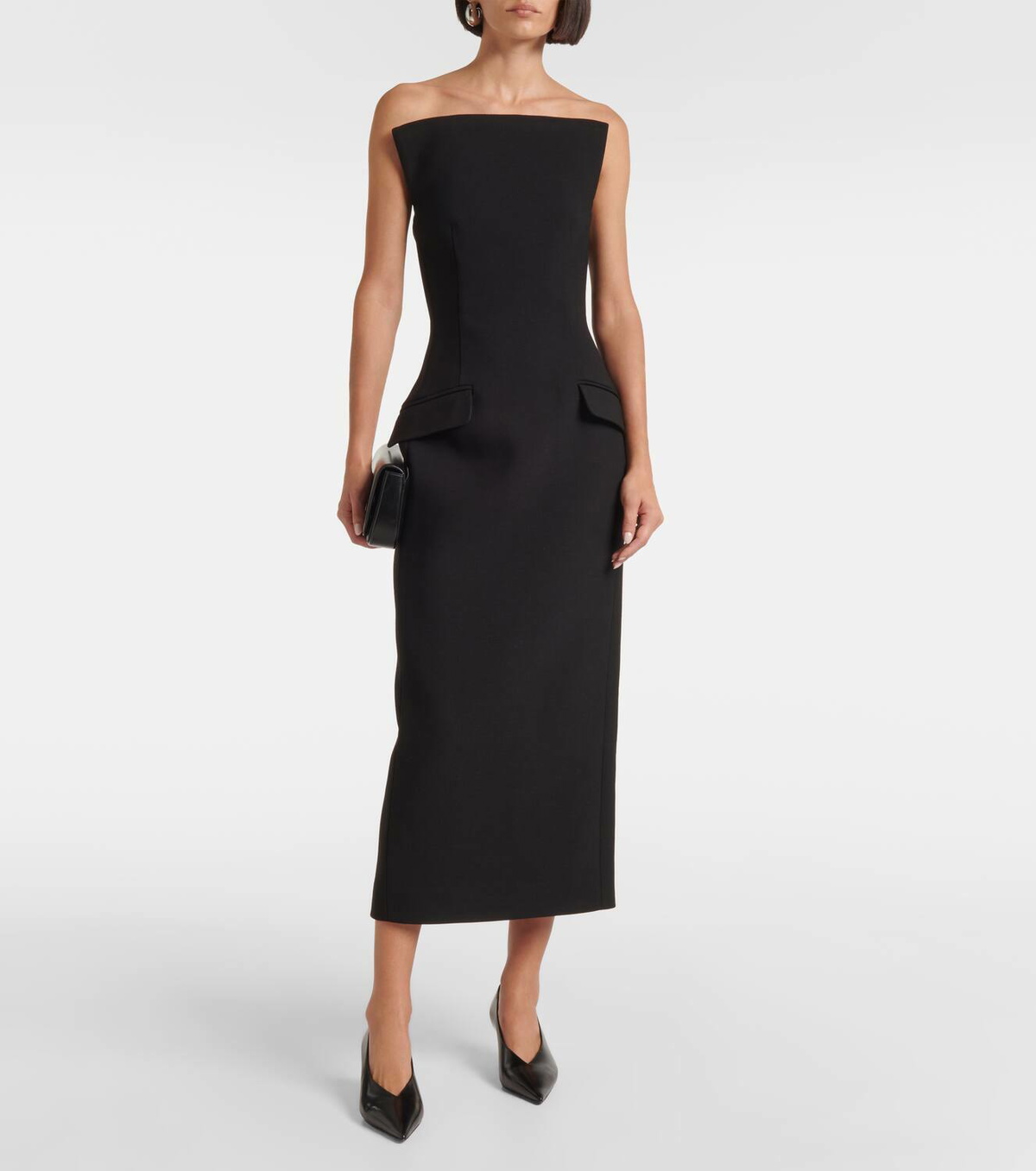【送料&関税込】SportMax Acline Dress Acline wool and cotton-blend maxi dress in black - Sportmax