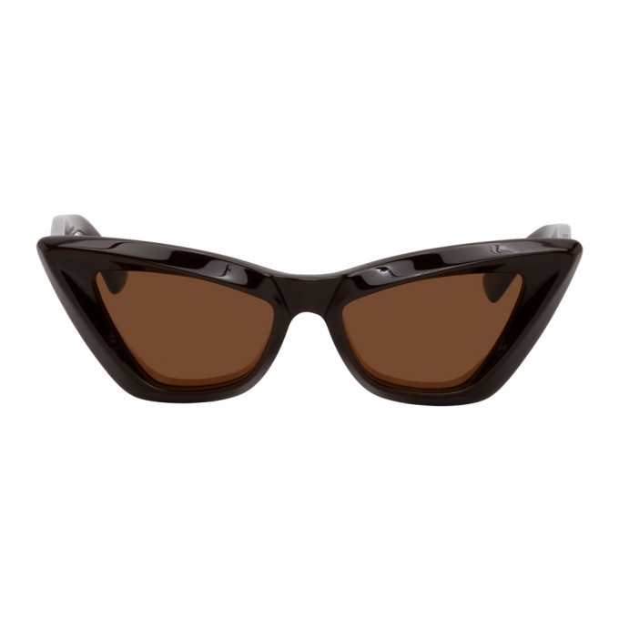 Photo: Bottega Veneta Brown Cat-Eye Sunglasses