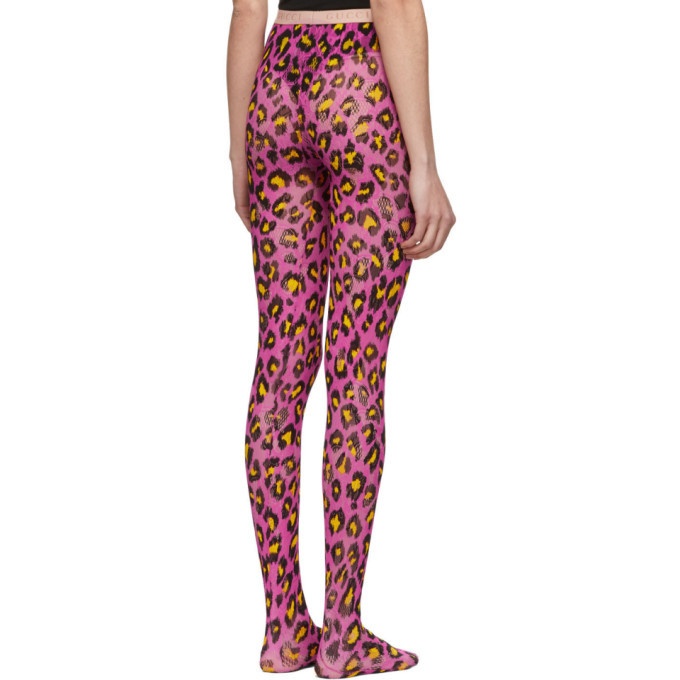 Gucci Pink and Yellow Leopard Tights Gucci