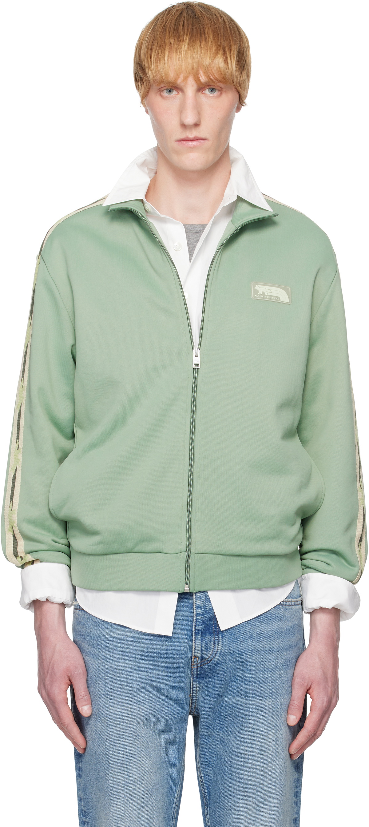 新品　Maison Kitsune FLASH FOX TRACK JACKET Maison Kitsuné Black Flash Fox Track Jacket Maison Kitsune