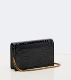 Saint Laurent Cassandre croc-effect leather chain wallet