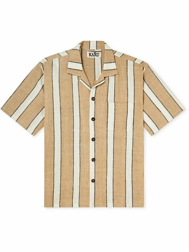 Photo: Karu Research - Camp-Collar Striped Cotton Shirt - Brown