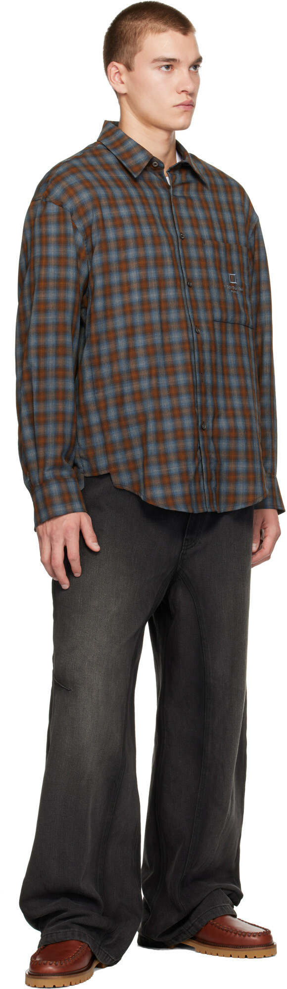 WOOYOUNGMI Navy Gradient Check Shirt