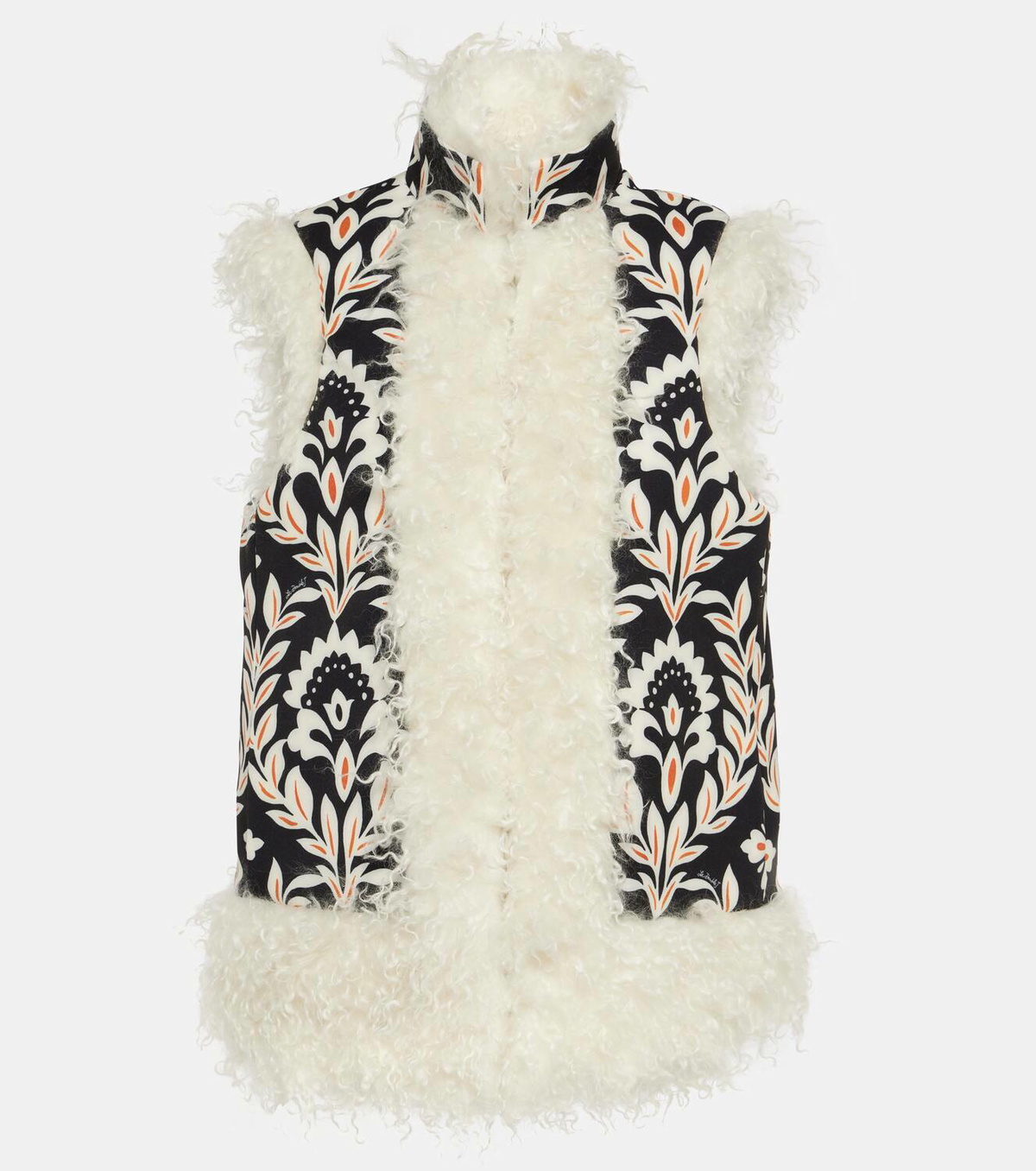 La DoubleJ Printed mohair-trimmed jersey vest