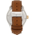 Salvatore Ferragamo Silver and Brown 1898 GMT Watch