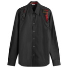 Alexander McQueen Men's Distressed Tartan Harness Shirt in Black
