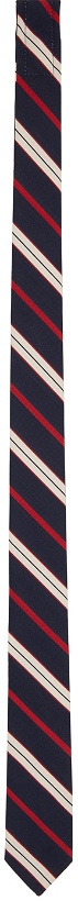 Photo: Thom Browne Navy & Red Stripe Classic Tie