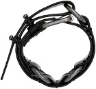 Julius Black & Silver Leather Strap Bracelet